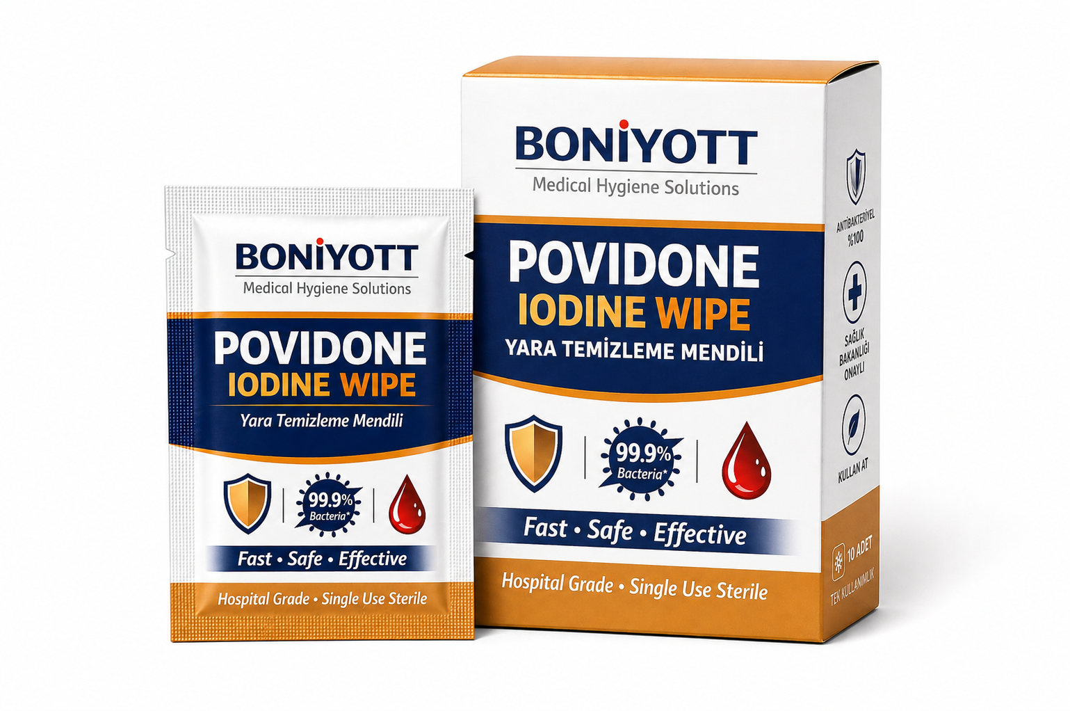 Boniyott Povidon İyotlu Mendil kutusu ve tekli paket
